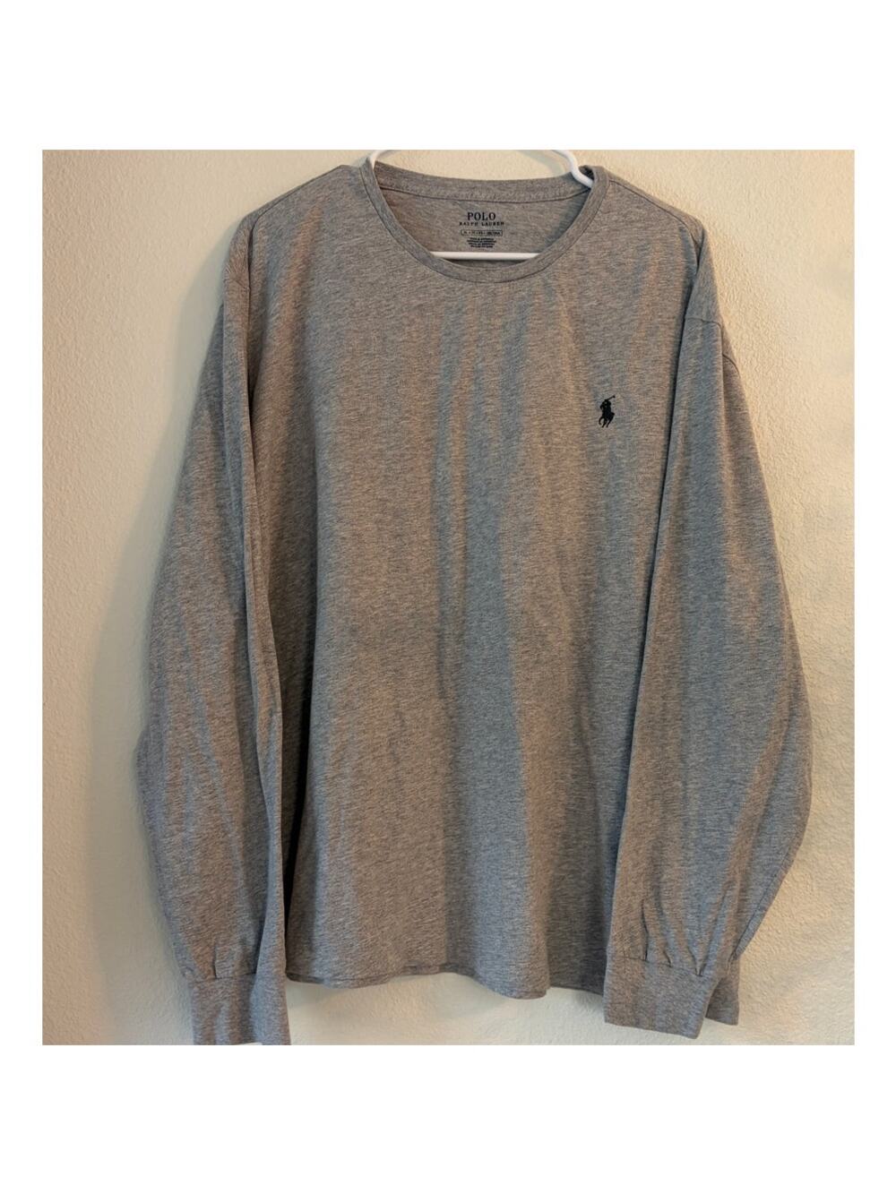 Polo Ralph Lauren Men's Long Sleeve T-Shirt Gray Pony Logo Crew Neck XL